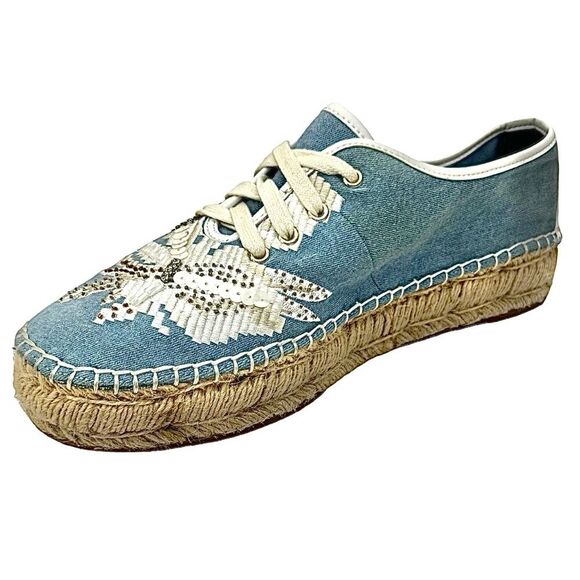 Nine West Womens Guinup Espadrilles Sneakers, Light Blue/White, Size 8.5 Medium - Picture 2 of 7